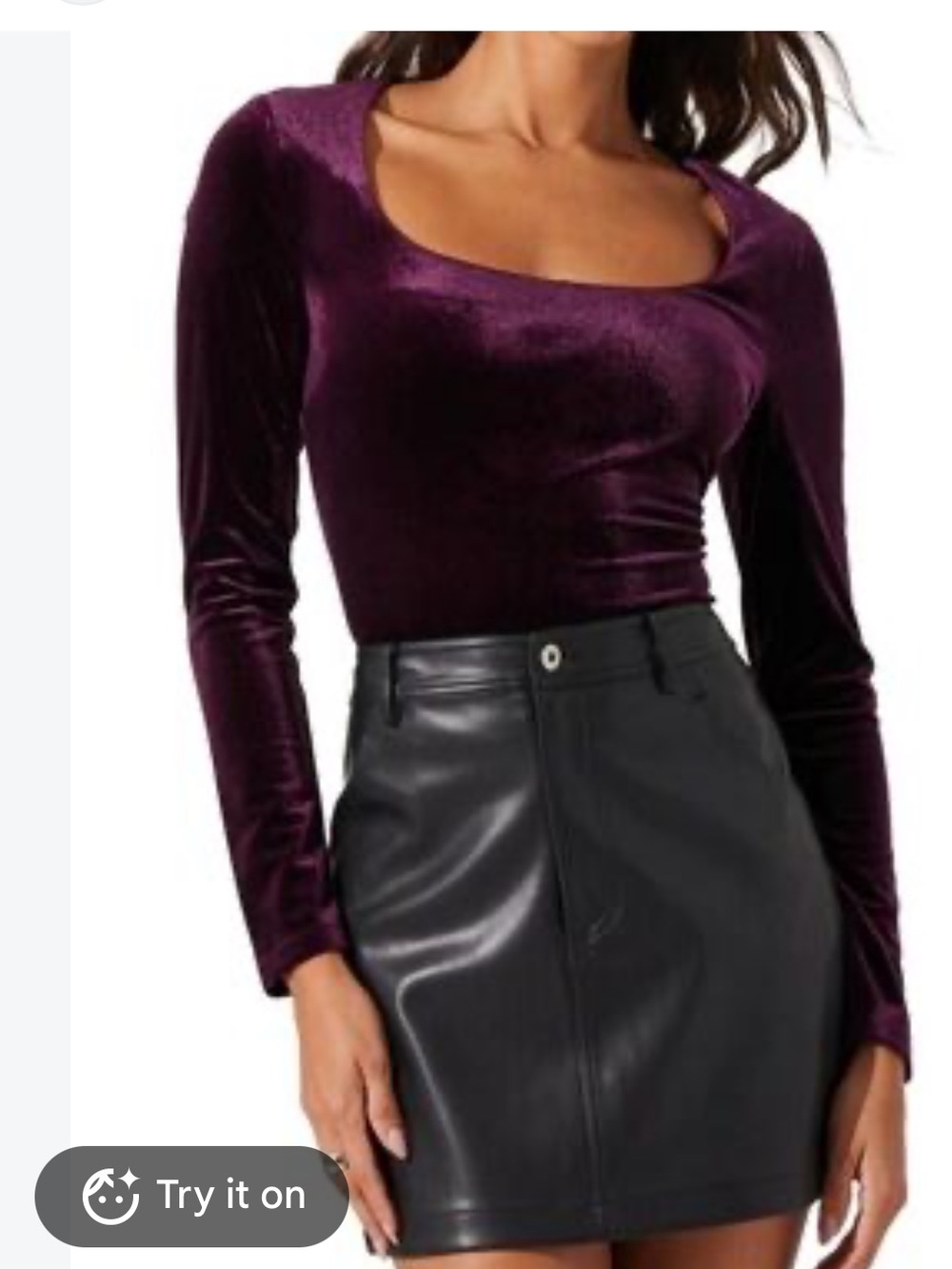 ASTR the Label Burgundy Velvet Square-Neck Crop Top Size XS